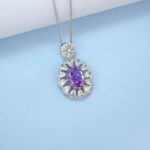 925 Silver Purple Cubic Zirconia Pendant - Model P-PS1809C1 (Chain Not Included) - Image 6