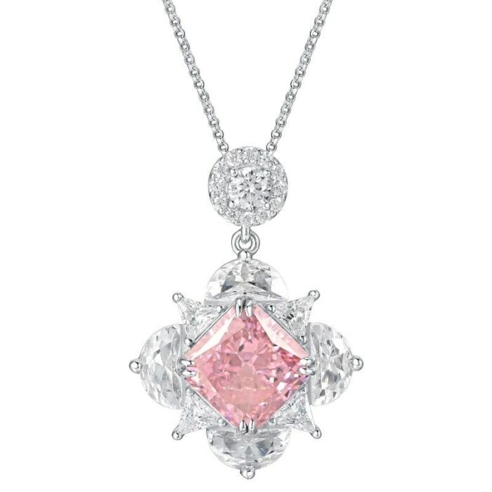 925 Silver Pink Cubic Zirconia Pendant - Model PS1810C1F (Chain Not Included) - Image 1