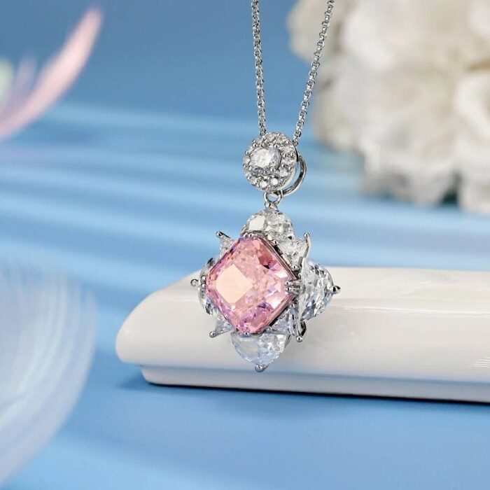 925 Silver Pink Cubic Zirconia Pendant - Model PS1810C1F (Chain Not Included) - Image 2