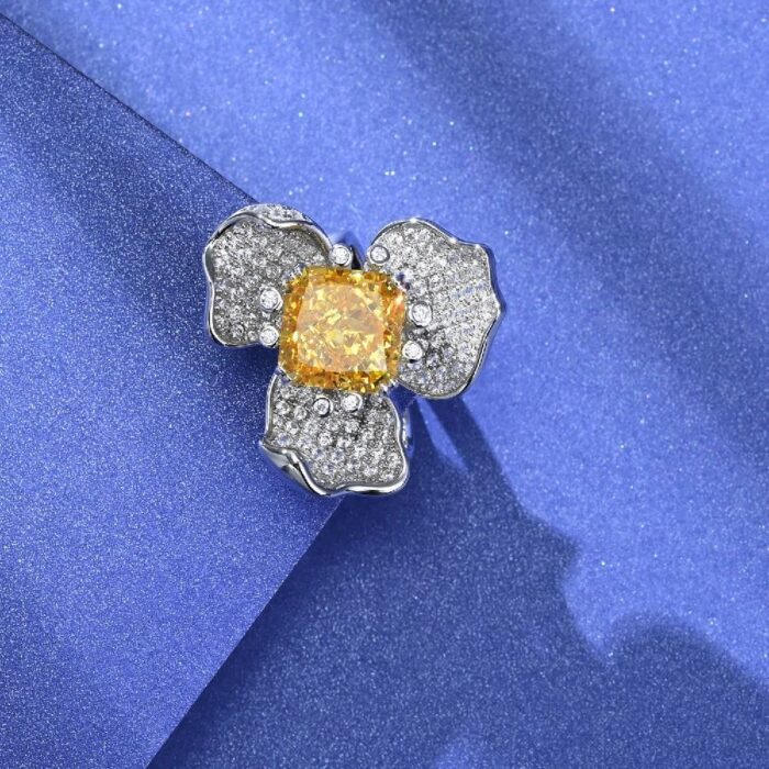 925 Silver Yellow Cubic Zirconia Ring - Model R-112Y - Image 2