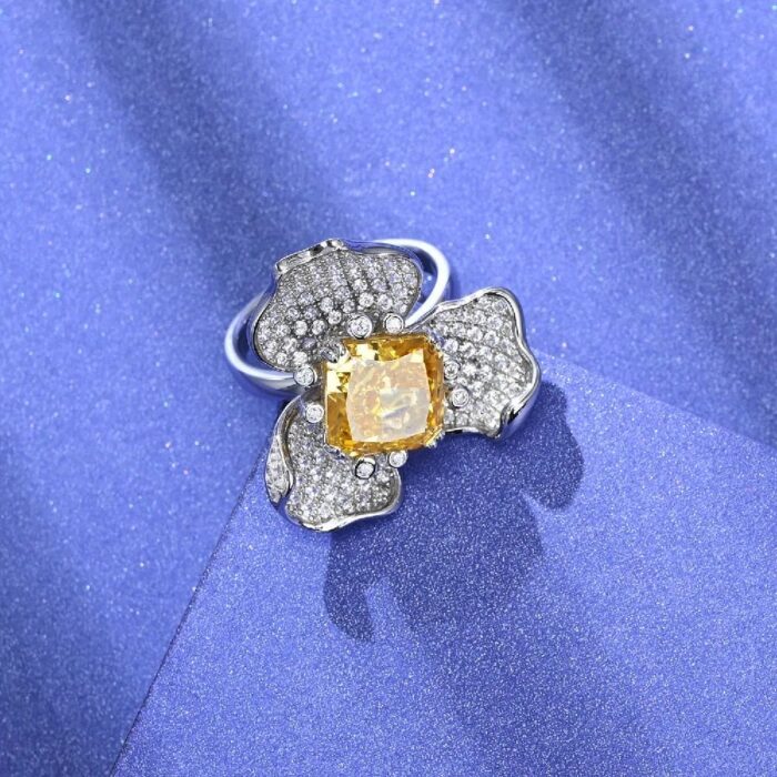 925 Silver Yellow Cubic Zirconia Ring - Model R-112Y - Image 3