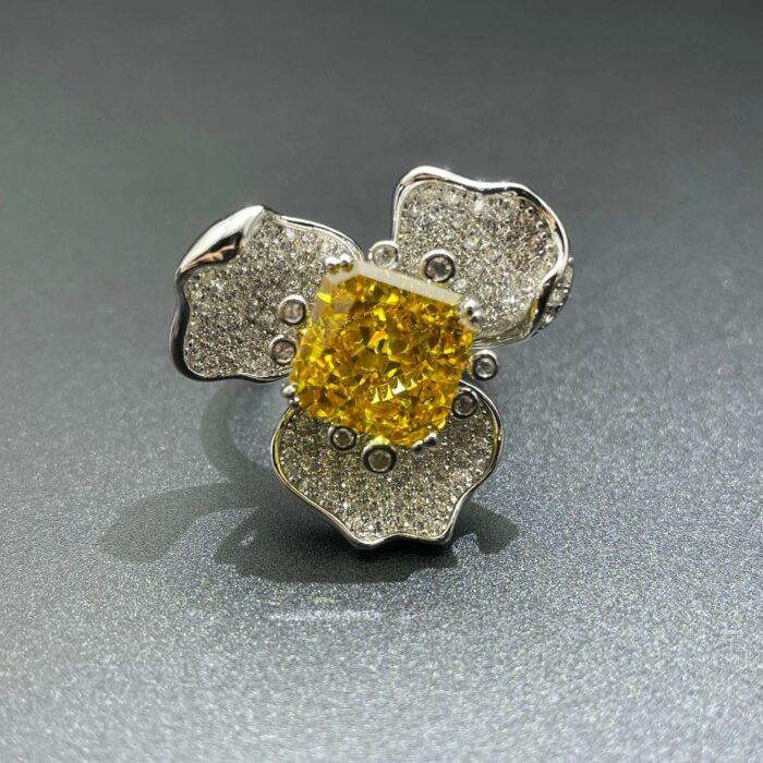 925 Silver Yellow Cubic Zirconia Ring - Model R-112Y - Image 5