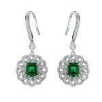 925 Silver Lab-Created Emerald Earrings - Model R0014