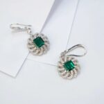 925 Silver Lab-Created Emerald Earrings - Model R0014 - Image 3