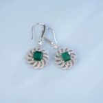 925 Silver Lab-Created Emerald Earrings - Model R0014 - Image 4