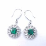 925 Silver Lab-Created Emerald Earrings - Model R0014 - Image 5