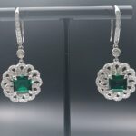 925 Silver Lab-Created Emerald Earrings - Model R0014 - Image 6