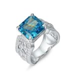 925 Silver Blue Cubic Zirconia Ring - Model R0017B