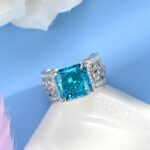 925 Silver Blue Cubic Zirconia Ring - Model R0017B - Image 2