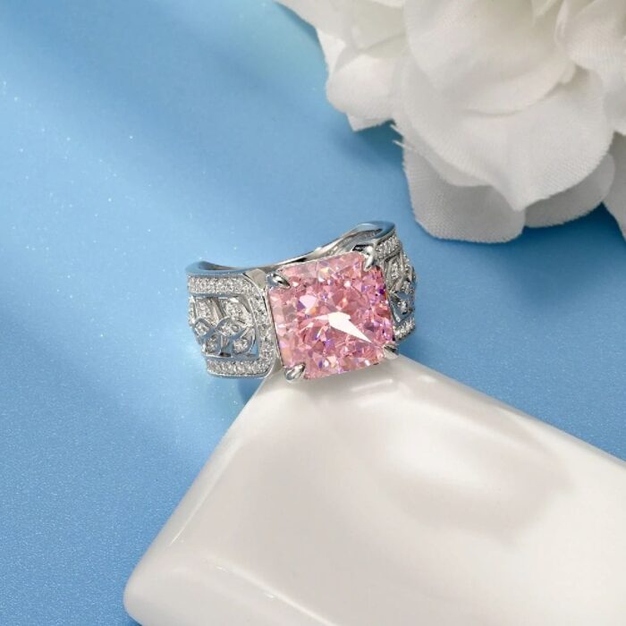 925 Silver Pink Cubic Zirconia Ring - Model R0017F - Image 3