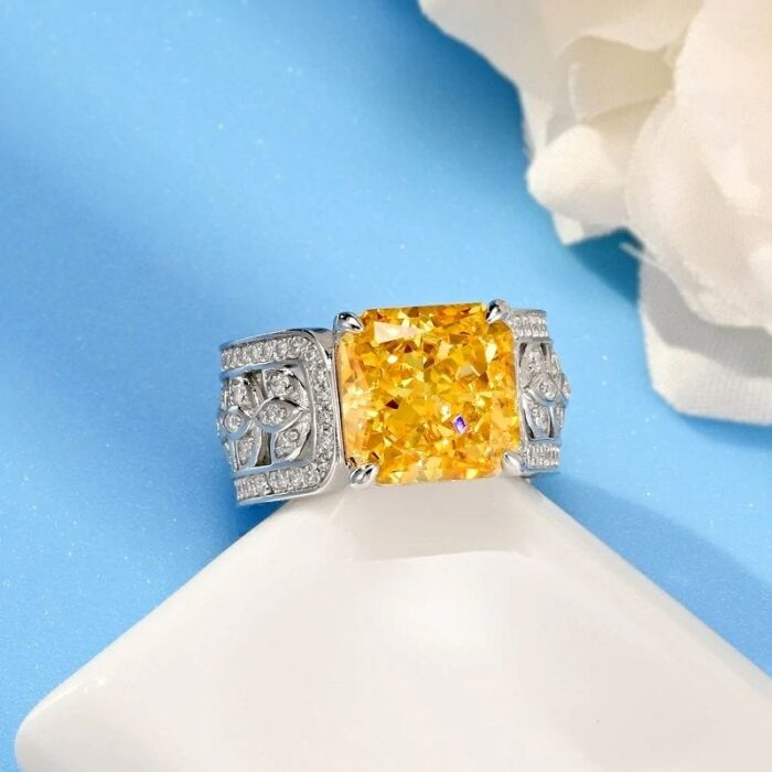 925 Silver Yellow Cubic Zirconia Ring - Model R0017Y - Image 3