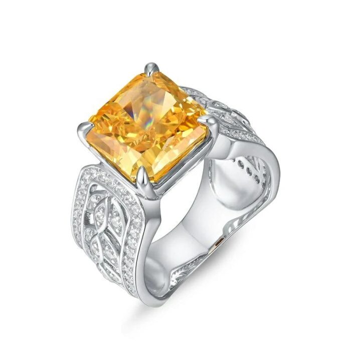 925 Silver Yellow Cubic Zirconia Ring - Model R0017Y - Image 1