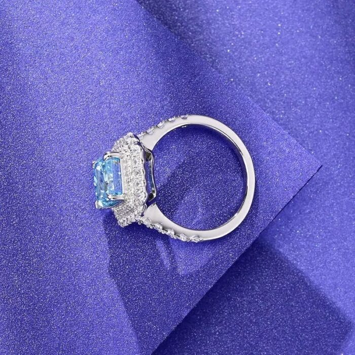 925 Silver Blue Cubic Zirconia Ring - Model R0028B - Image 3