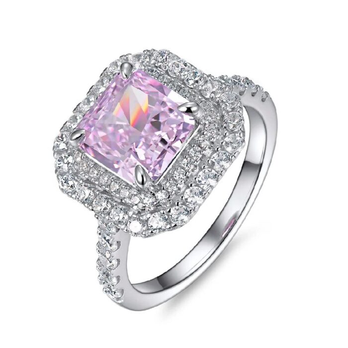 925 Silver Pink Cubic Zirconia Ring - Model R0028F - Image 1