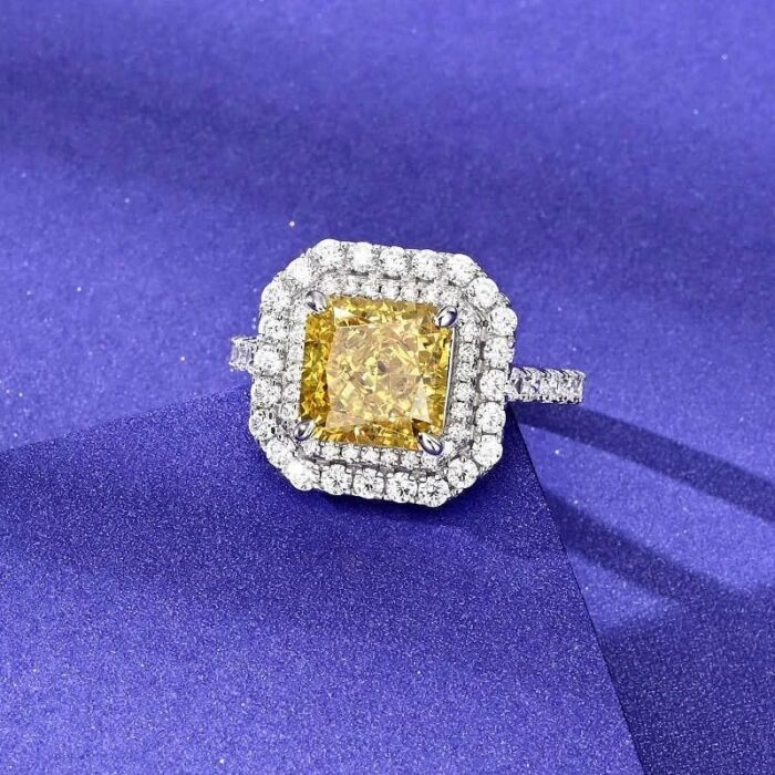 925 Silver Yellow Cubic Zirconia Ring - Model R0028Y - Image 2
