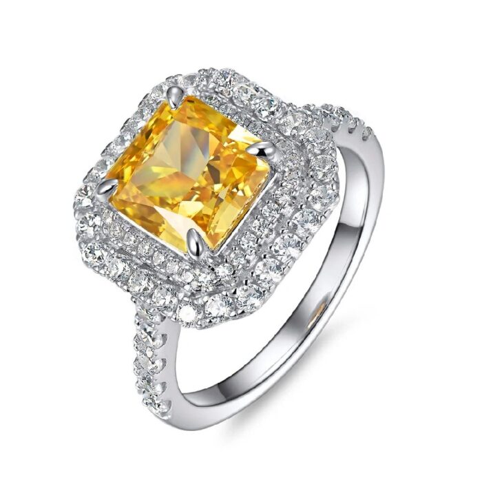 925 Silver Yellow Cubic Zirconia Ring - Model R0028Y - Image 1