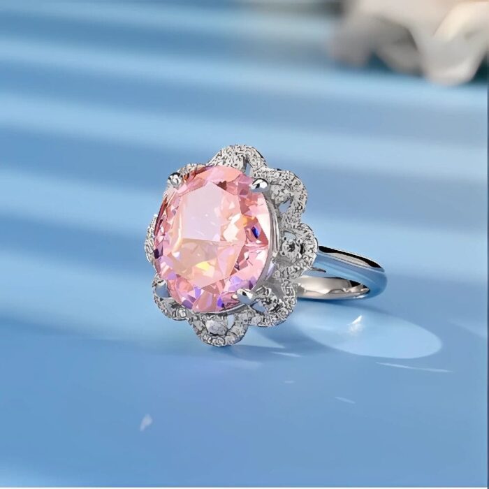Pink Cubic Zirconia Ring in 925 Silver - Model R0066F - Image 3