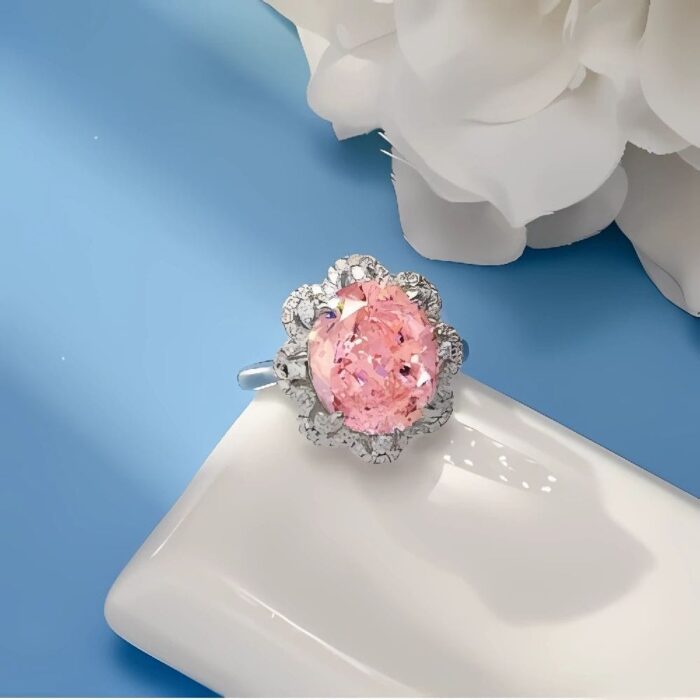 Pink Cubic Zirconia Ring in 925 Silver - Model R0066F - Image 4