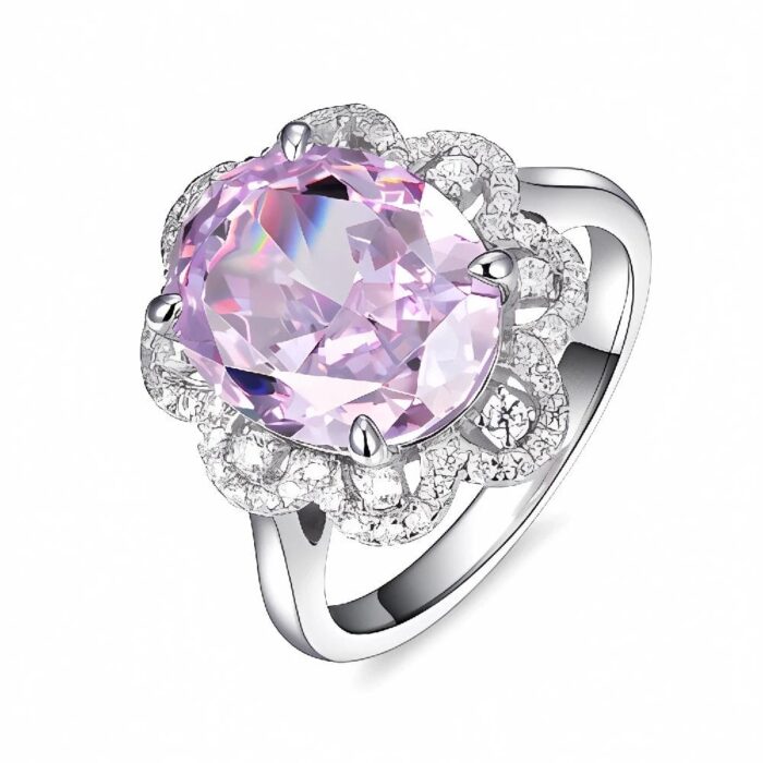 Pink Cubic Zirconia Ring in 925 Silver - Model R0066F - Image 1