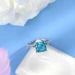 925 Silver Blue Cubic Zirconia Ring - Model R0070B - Image 3