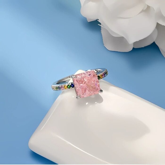 Pink Cubic Zirconia Ring in 925 Silver - Model R0070F - Image 3