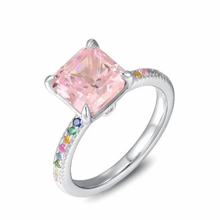 Pink Cubic Zirconia Ring in 925 Silver - Model R0070F