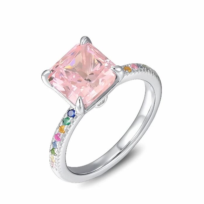 Pink Cubic Zirconia Ring in 925 Silver - Model R0070F - Image 1