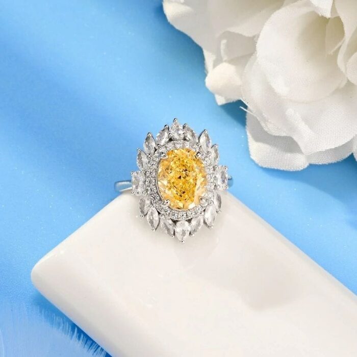 925 Silver Yellow Cubic Zirconia Ring - Model R0075Y - Image 3