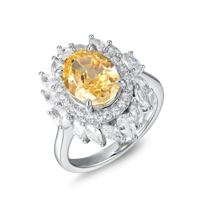 925 Silver Yellow Cubic Zirconia Ring - Model R0075Y - Image 1
