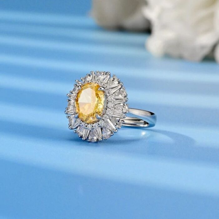 925 Silver Yellow Cubic Zirconia Ring - Model R0099-1 - Image 3
