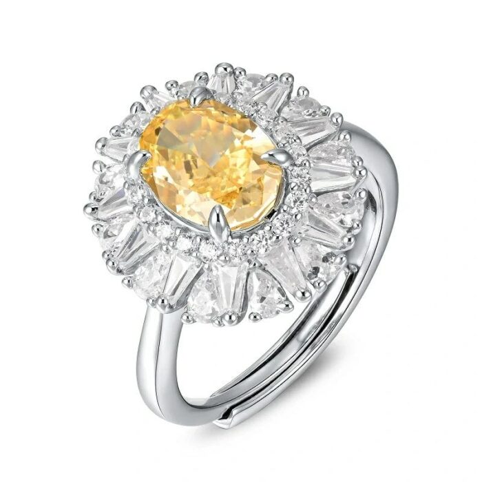 925 Silver Yellow Cubic Zirconia Ring - Model R0099-1 - Image 1