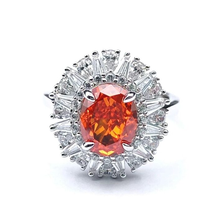 925 Silver Orange Cubic Zirconia Ring - Model R0099 - Image 2
