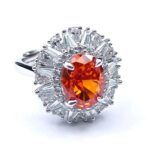 925 Silver Orange Cubic Zirconia Ring - Model R0099 - Image 3