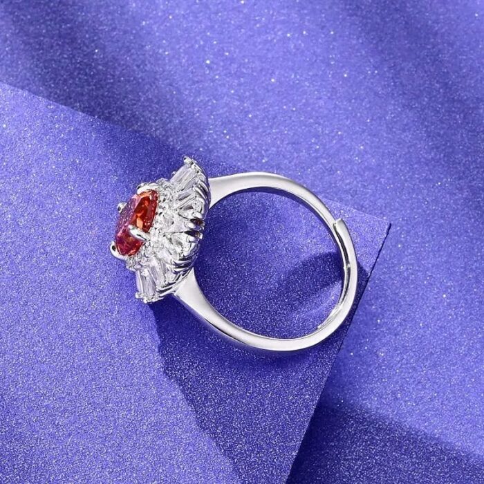 925 Silver Orange Cubic Zirconia Ring - Model R0099 - Image 4
