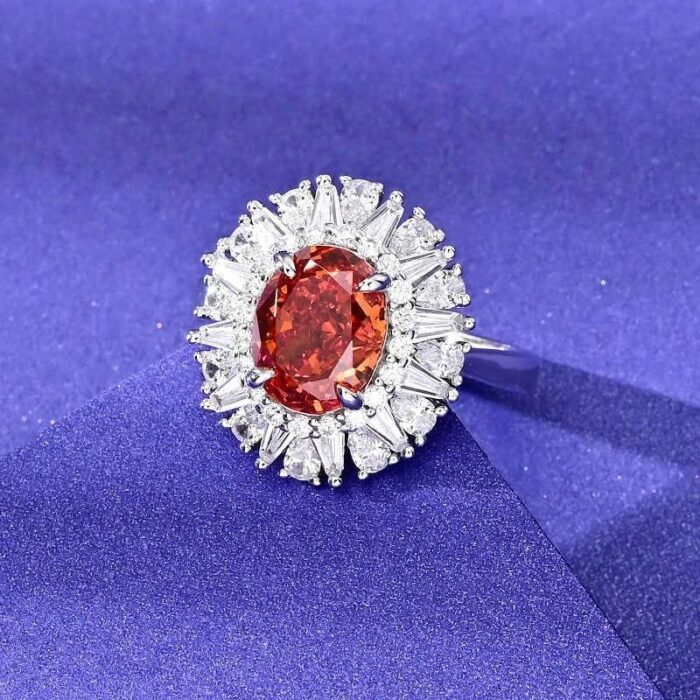 925 Silver Orange Cubic Zirconia Ring - Model R0099 - Image 5