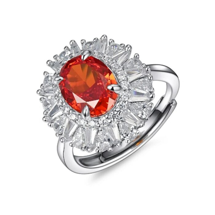 925 Silver Orange Cubic Zirconia Ring - Model R0099 - Image 1