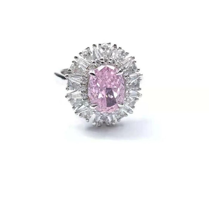 925 Silver Pink Cubic Zirconia Ring - Model R0099F - Image 2