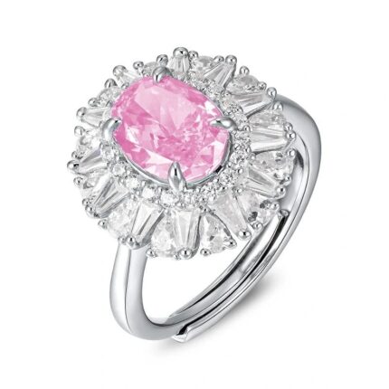 925 Silver Pink Cubic Zirconia Ring - Model R0099F