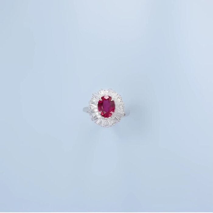 Lab-Created Ruby Ring in 925 Silver - Model R0099R - Image 2