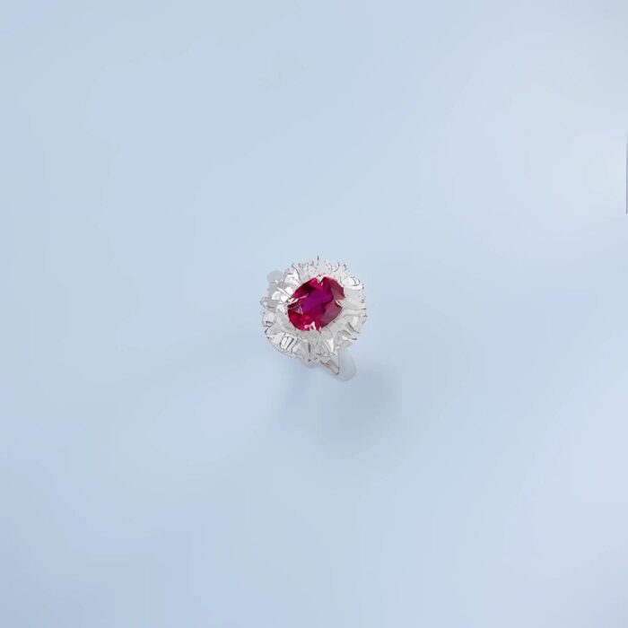 Lab-Created Ruby Ring in 925 Silver - Model R0099R - Image 3