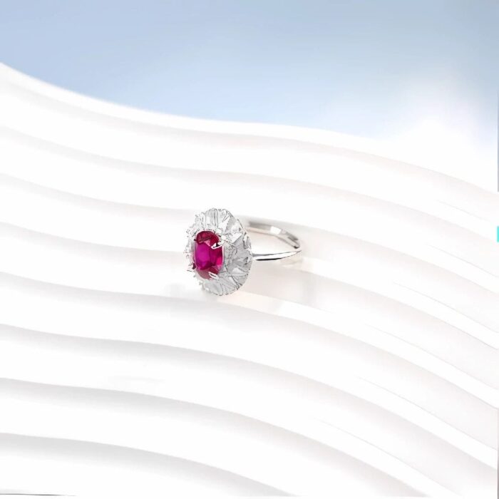 Lab-Created Ruby Ring in 925 Silver - Model R0099R - Image 5