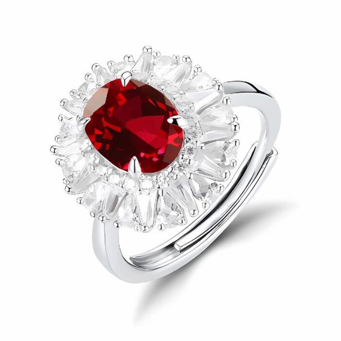 Lab-Created Ruby Ring in 925 Silver - Model R0099R - Image 1