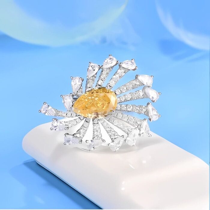 Yellow Cubic Zirconia Ring in 925 Silver - Model R02584Y - Image 2