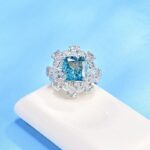 925 Silver Blue Cubic Zirconia Ring - Model R0263B - Image 2