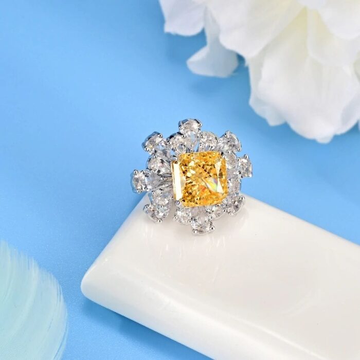 925 Silver Yellow Cubic Zirconia Ring - Model R0263Y - Image 2