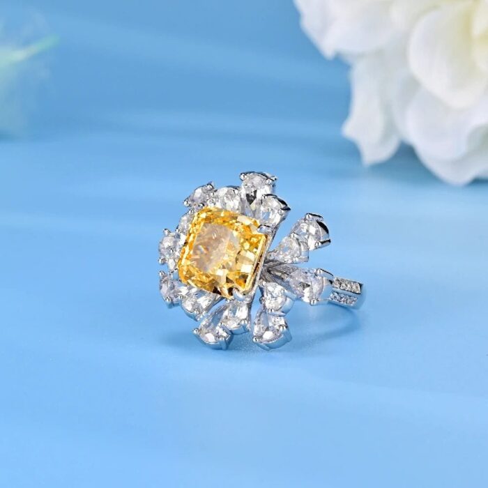 925 Silver Yellow Cubic Zirconia Ring - Model R0263Y - Image 3
