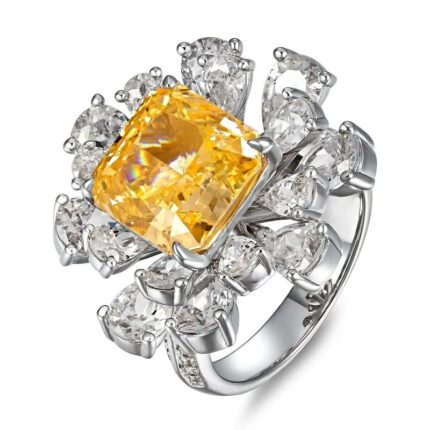 925 Silver Yellow Cubic Zirconia Ring - Model R0263Y