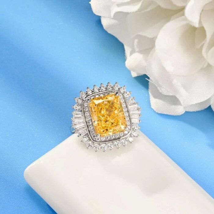 925 Silver Yellow Cubic Zirconia Ring - Model R0379Y - Image 2