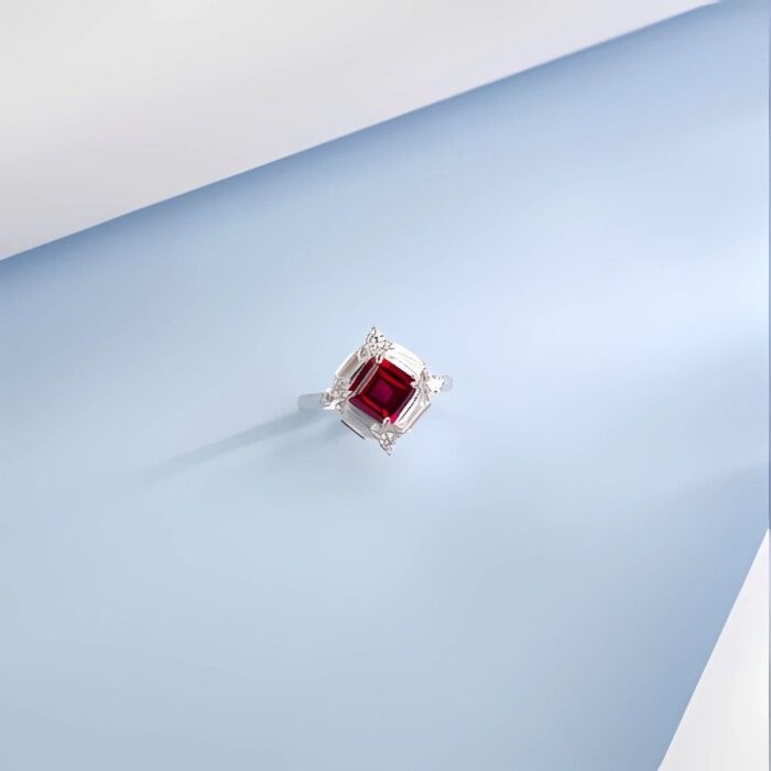 Lab-Created Ruby Ring in 925 Silver - Model R0644R - Image 2