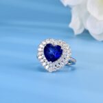 925 Silver Lab-Created Blue Sapphire Ring - Model R0653B - Image 2